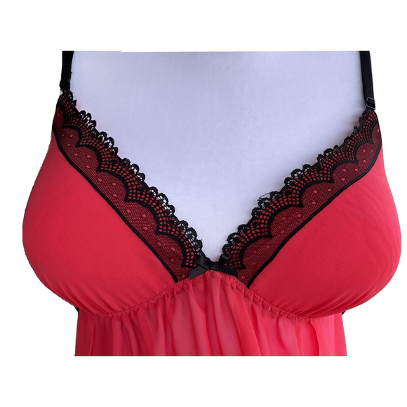Apt 9 Intimates Womens Lingerie Set Bright Pink Orange Black Lace Size XXL NEW - Picture 2 of 8